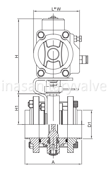 Hygienic Aluminium Pneumatic 3PCS Butterfly Valve 3A SMS ISO